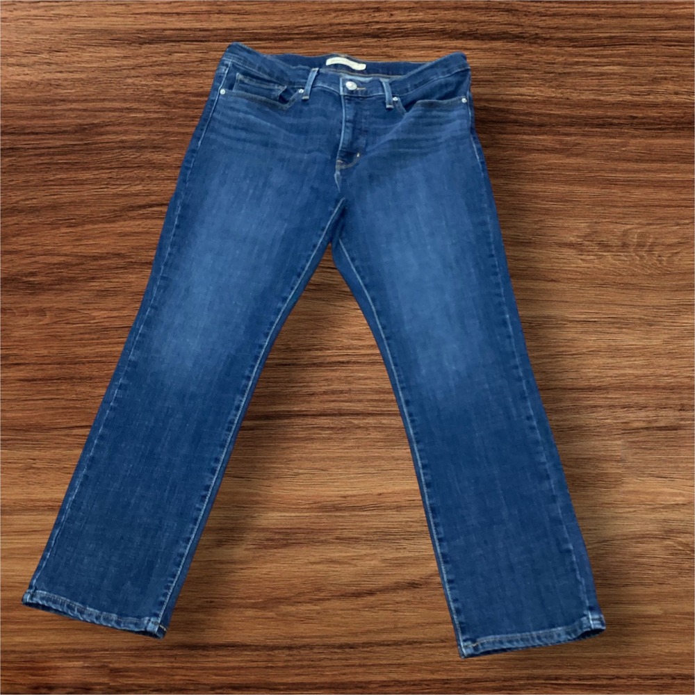 Levis 314 Shaping Straight Jeans Womens 31x28 Dark Wash Blue Denim Stretch